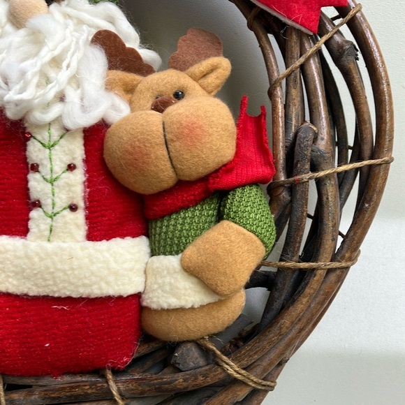 Festive Holiday Wreath with Santa, Snowman, and Reindeer - Picture 4 of 15